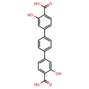 Chemical structure of 3,3''-Dihydroxy-[1,1':4',1''-terphenyl]-4,4''-dicarboxylic acid , CAS 2243651-18-3, AChemBlock AD289913