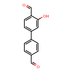 Chemical structure of 3-Hydroxy-[1,1'-biphenyl]-4,4'-dicarbaldehyde , CAS 1261930-12-4, AChemBlock AD289927