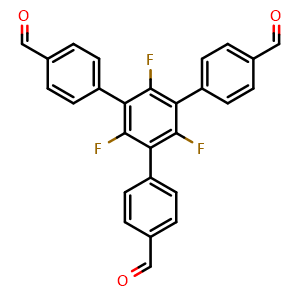 Chemical structure of 2',4',6'-Trifluoro-5'-(4-formylphenyl)-[1,1':3',1''-terphenyl]-4,4''-dicarbaldehyde , CAS 2088007-05-8, AChemBlock AD289931