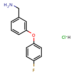 Chemical structure of (3-(4-Fluorophenoxy)phenyl)methanaminehydrochloride , CAS 1185096-94-9, AChemBlock AD289955