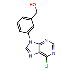Chemical structure of [3-(6-chloro-9H-purin-9-yl)phenyl]methanol , CAS 469887-23-8, AChemBlock AD289956
