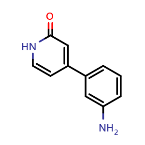 Chemical structure of 4-(3-aminophenyl)-1H-pyridin-2-one , CAS 937689-28-6, AChemBlock AD289960