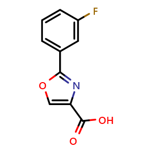 Chemical structure of 4-Oxazolecarboxylic acid, 2-(3-fluorophenyl) , CAS 1065102-58-0, AChemBlock AD289963
