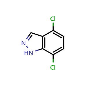 Chemical structure of 4,7-dichloro-1H-indazole , CAS 1000341-86-5, AChemBlock AD289976