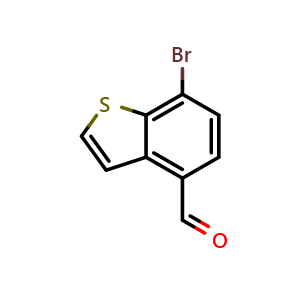 Chemical structure of 7-Bromobenzo[b]thiophene-4-carbaldehyde , CAS 2408593-02-0, AChemBlock AD289977