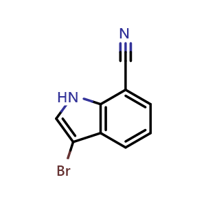 Chemical structure of 3-bromo-1H-indole-7-carbonitrile , CAS 1388074-13-2, AChemBlock AD289979