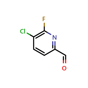 Chemical structure of 5-Chloro-6-fluoropicolinaldehyde , CAS 1227583-98-3, AChemBlock AD289980