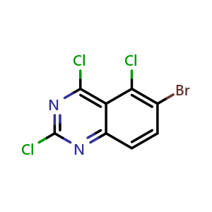 Chemical structure of 6-Bromo-2,4,5-trichloroquinazoline , CAS 3040170-30-4, AChemBlock AD289985