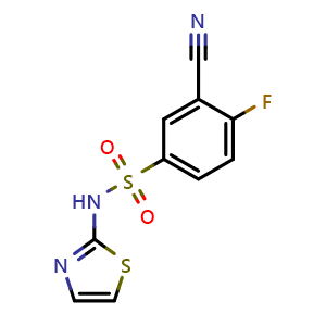 Chemical structure of 3-Cyano-4-fluoro-N-(thiazol-2-yl)benzenesulfonamide , CAS 1235406-28-6, AChemBlock AD289987