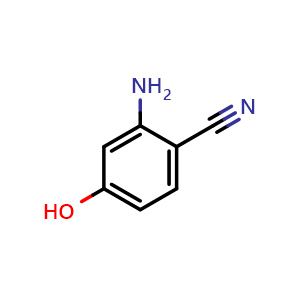 Chemical structure of 2-Amino-4-hydroxybenzonitrile , CAS 67608-59-7, AChemBlock AD289991