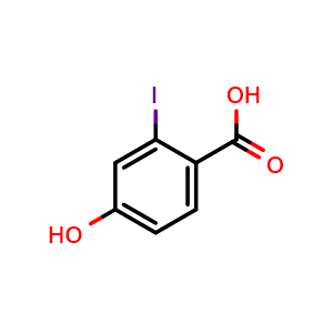 Chemical structure of 4-hydroxy-2-iodobenzoic acid , CAS 116631-87-9, AChemBlock AD289992