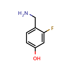 Chemical structure of 4-(aminomethyl)-3-fluorophenol , CAS 754971-62-5, AChemBlock AD289993