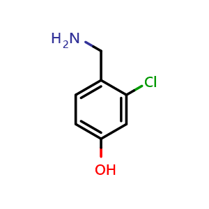 Chemical structure of 4-(aminomethyl)-3-chlorophenol , CAS 771573-47-8, AChemBlock AD289994