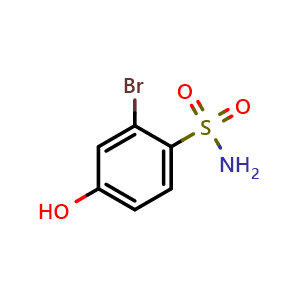 Chemical structure of 2-bromo-4-hydroxybenzenesulfonamide , CAS 1243282-97-4, AChemBlock AD289997