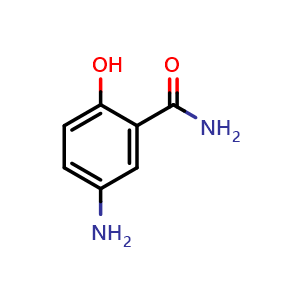 Chemical structure of 5-amino-2-hydroxybenzamide , CAS 59393-77-0, AChemBlock AD290001