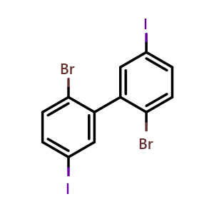 Chemical structure of 2,2′-Dibromo-5,5′-diiodo-1,1′-biphenyl , CAS 852139-02-7, AChemBlock AD290002