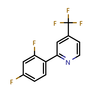 Chemical structure of 2-(2,4-Difluorophenyl)-4-(trifluoromethyl)pyridine , CAS 1426046-99-2, AChemBlock AD290005