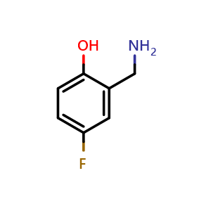 Chemical structure of 2-(aminomethyl)-4-fluorophenol, , CAS 940874-99-7, AChemBlock AD290007