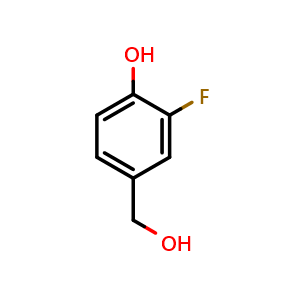 Chemical structure of 2-Fluoro-4-(hydroxymethyl)phenol , CAS 96740-93-1, AChemBlock AD290008