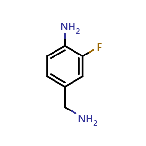 Chemical structure of 4-(Aminomethyl)-2-fluoroaniline , CAS 164648-88-8, AChemBlock AD290009