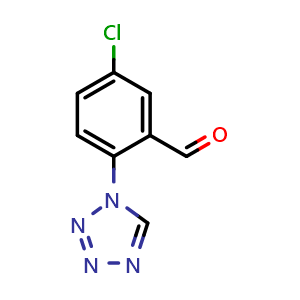 Chemical structure of 5-Chloro-2-(1H-tetrazol-1-yl)benzaldehyde , CAS 879016-22-5, AChemBlock AD290011