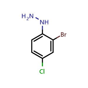 Chemical structure of (2-Bromo-4-chlorophenyl)-hydrazine , CAS 299165-75-6, AChemBlock AD290013