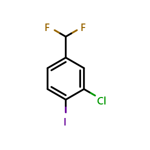 Chemical structure of 2-Chloro-4-(difluoromethyl)-1-iodobenzene , CAS 1261821-31-1, AChemBlock AD290021