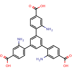 Chemical structure of 2,2′′-Diamino-5′-(2-amino-4-carboxyphenyl)[1,1′:3′,1′′-terphenyl]-4,4′′-dicarboxylic acid , CAS 1660960-37-1, AChemBlock AD290025