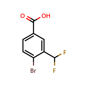 Chemical structure of 4-Bromo-3-(difluoromethyl)benzoic acid , CAS 2167386-60-7, AChemBlock AD290026
