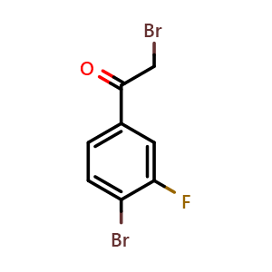 Chemical structure of 2-Bromo-1-(4-bromo-3-fluorophenyl)ethanone , CAS 1003879-02-4, AChemBlock AD290027