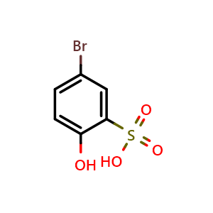 Chemical structure of 5-Bromo-2-hydroxybenzenesulfonic acid , CAS 46020-12-6, AChemBlock AD290031