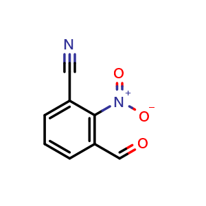 Chemical structure of 3-formyl-2-nitrobenzonitrile , CAS 114344-00-2, AChemBlock AD290051