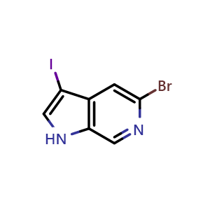 Chemical structure of 5-Bromo-3-iodo-1H-pyrrolo[2,3-c]pyridine , CAS 1690341-79-7, AChemBlock AD290054
