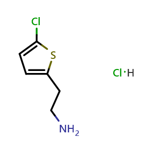 Chemical structure of 2-(5-chlorothiophen-2-yl)ethanamine hydrochloride , CAS 548772-42-5, AChemBlock AD290061