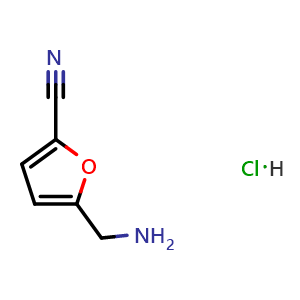 Chemical structure of 5-(Aminomethyl)furan-2-carbonitrile hydrochloride , CAS 203792-32-9, AChemBlock AD290063