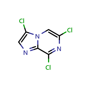Chemical structure of 3,6,8-Trichloroimidazo[1,2-a]pyrazine , CAS 2922283-39-2, AChemBlock AD290067