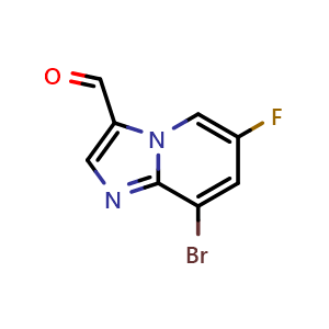 Chemical structure of Imidazo[1,2-a]pyridine-3-carboxaldehyde, 8-bromo-6-fluoro- , CAS 2858682-28-5, AChemBlock AD290076