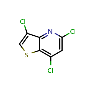 Chemical structure of 3,5,7-Trichlorothieno[3,2-b]pyridine , CAS 2476729-57-2, AChemBlock AD290079