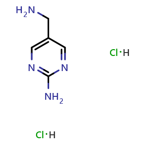 Chemical structure of 5-(Aminomethyl)pyrimidin-2-amine dihydrochloride , CAS 672325-33-6, AChemBlock AD290087