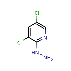 Chemical structure of 3,5-Dichloro-2-hydrazinylpyridine , CAS 104408-23-3, AChemBlock AD290089