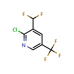 Chemical structure of 2-Chloro-3-(difluoromethyl)-5-(trifluoromethyl)pyridine , CAS 1805009-33-9, AChemBlock AD290091