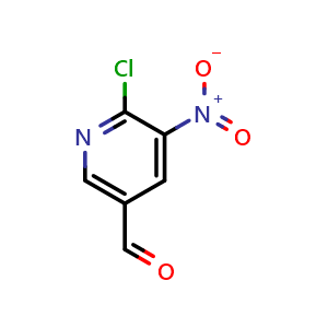 Chemical structure of 6-chloro-5-nitronicotinaldehyde , CAS 1095990-10-5, AChemBlock AD290093