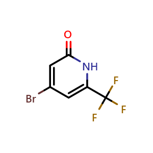 Chemical structure of 4-Bromo-6-(trifluoromethyl)pyridin-2(1H)-one , CAS 1227571-18-7, AChemBlock AD290096
