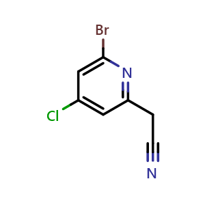 Chemical structure of 2-(6-Bromo-4-chloropyridin-2-yl)acetonitrile , CAS 1805577-10-9, AChemBlock AD290097