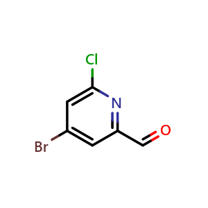 Chemical structure of 4-Bromo-6-chloropicolinaldehyde , CAS 1060811-63-3, AChemBlock AD290098