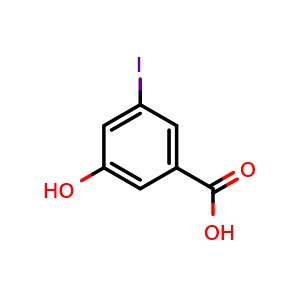 Chemical structure of 3-hydroxy-5-iodobenzoic acid , CAS 50765-21-4, AChemBlock AD290102