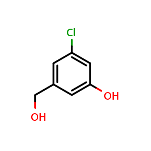 Chemical structure of 3-Chloro-5-(hydroxymethyl)phenol , CAS 885270-34-8, AChemBlock AD290103