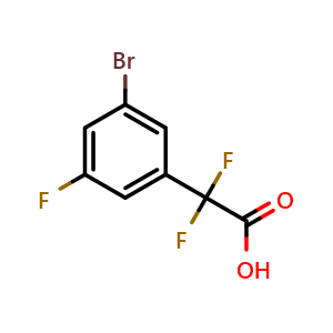 Chemical structure of 2-(3-bromo-5-fluorophenyl)-2,2-difluoroacetic acid , CAS 2229188-85-4, AChemBlock AD290106