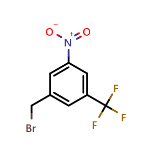 Chemical structure of 1-(Bromomethyl)-3-nitro-5-(trifluoromethyl)benzene , CAS 180146-67-2, AChemBlock AD290107