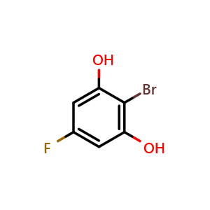 Chemical structure of 2-Bromo-5-fluorobenzene-1,3-diol , CAS 1966906-99-9, AChemBlock AD290112